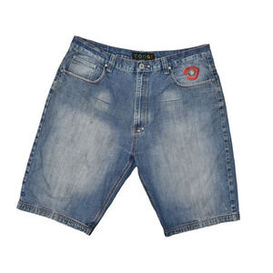 COOGI Jeans Baggy Denim Shorts Men's Size 44 Distressed Blue Cotton Embroidered